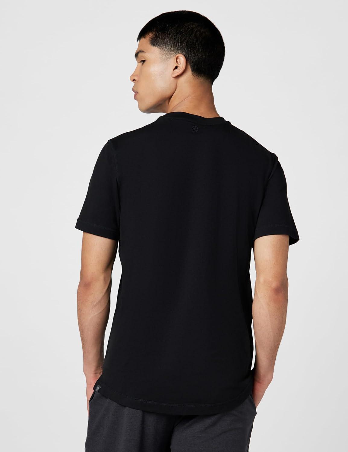 imageGaiam Mens Zen Vent Short Sleeve Crewneck TShirt Standard Fit Stretch Midweight MaterialBlack