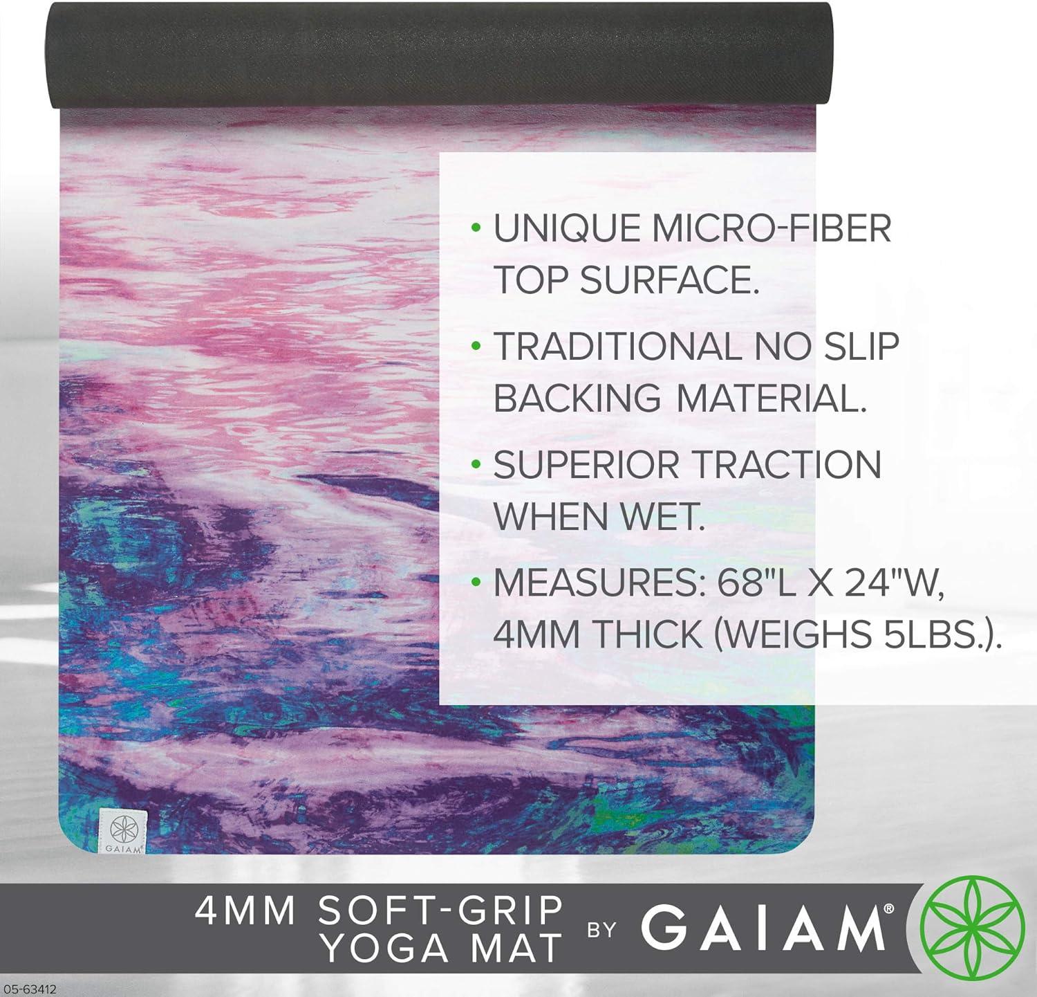 imageGaiam SoftGrip Yoga Mat Microfiber Towel Top with Rubber Backing DualSided Yoga amp Exercise Mat for Hot Yoga Sunset