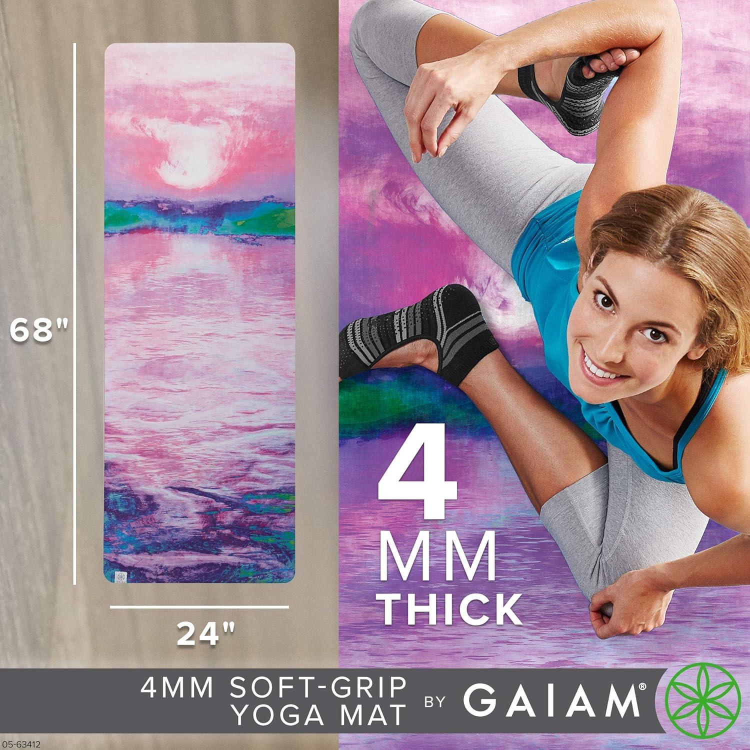 imageGaiam SoftGrip Yoga Mat Microfiber Towel Top with Rubber Backing DualSided Yoga amp Exercise Mat for Hot Yoga Sunset