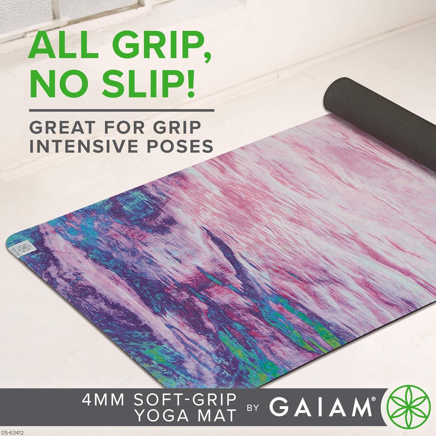 imageGaiam SoftGrip Yoga Mat Microfiber Towel Top with Rubber Backing DualSided Yoga amp Exercise Mat for Hot Yoga Sunset
