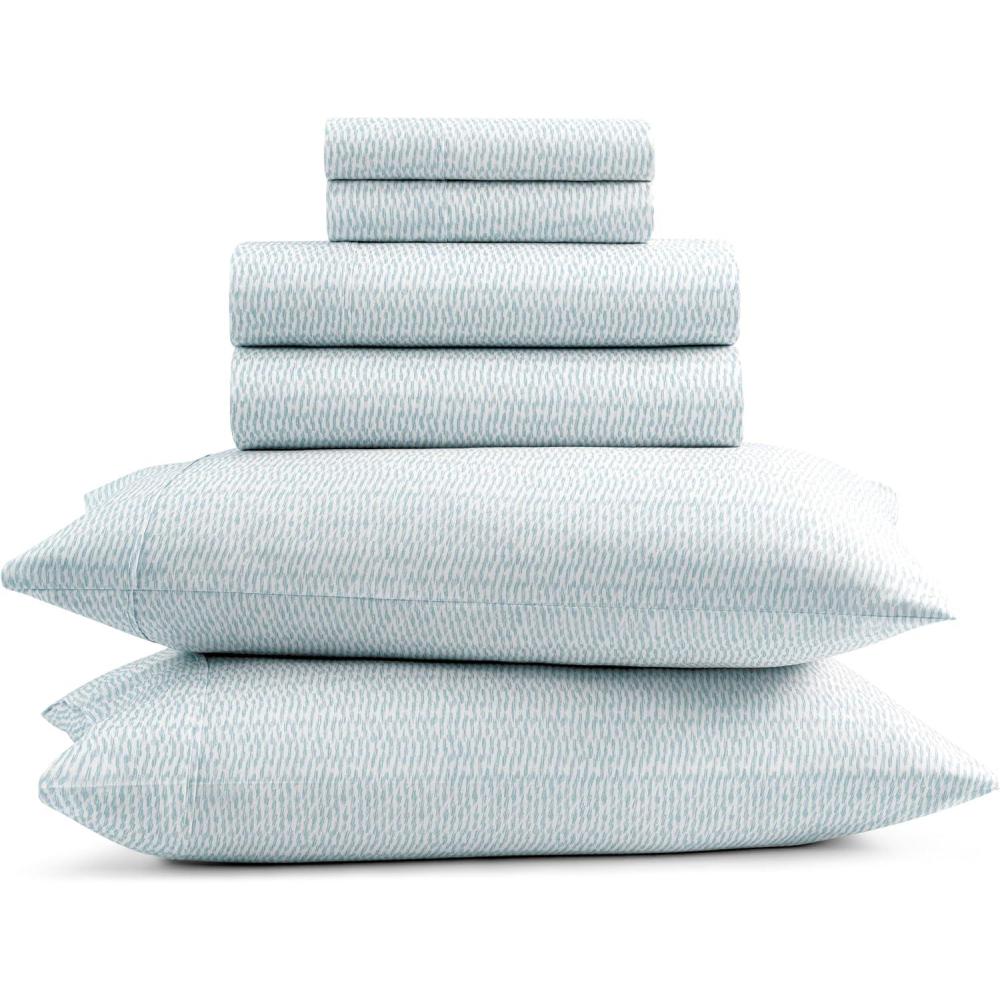 imageGaiam King Sheet Set Whispering Blue  6PC Solid Microfiber Cooling Sheets Wrinkle Resistant Quick Dry Lightweight Soft Brushed FinishIkat Fan Light Ocean