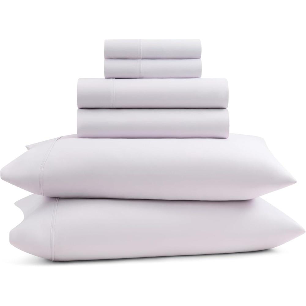 imageGaiam King Sheet Set Whispering Blue  6PC Solid Microfiber Cooling Sheets Wrinkle Resistant Quick Dry Lightweight Soft Brushed FinishOrchid Tint