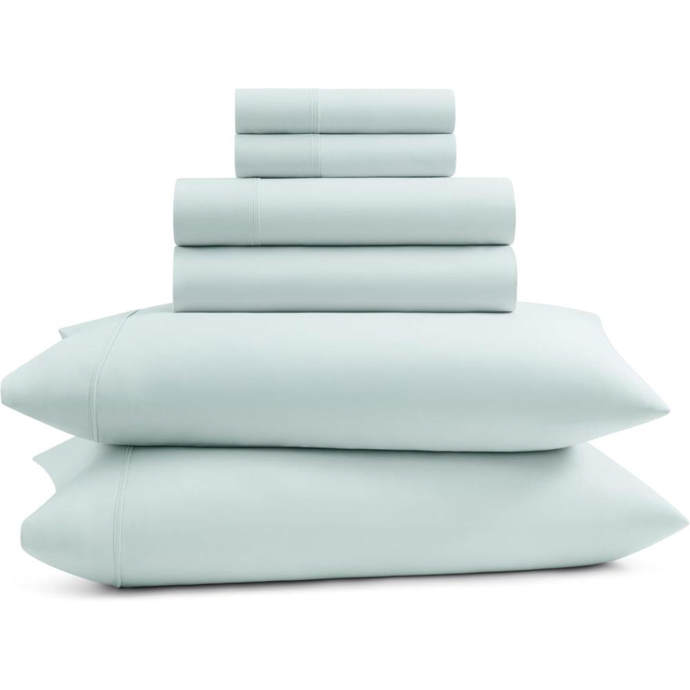 imageGaiam King Sheet Set Whispering Blue  6PC Solid Microfiber Cooling Sheets Wrinkle Resistant Quick Dry Lightweight Soft Brushed FinishWhispering Blue