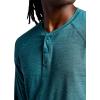 Gaiam Men’s Long Sleeve Henley Shirt, Standard Fit, Stretch Midweight Material(Deep Teal Heather – Commuter)