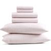 Gaiam King Sheet Set Whispering Blue – 6PC Solid Microfiber Cooling Sheets, Wrinkle Resistant, Quick Dry, Lightweight, Soft Brushed Finish(Ikat Fan Blush)