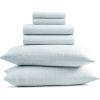 Gaiam King Sheet Set Whispering Blue – 6PC Solid Microfiber Cooling Sheets, Wrinkle Resistant, Quick Dry, Lightweight, Soft Brushed Finish(Ikat Fan Light Ocean)
