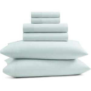 Gaiam King Sheet Set Whispering Blue – 6PC Solid Microfiber Cooling Sheets, Wrinkle Resistant, Quick Dry, Lightweight, Soft Brushed Finish(Whispering Blue)