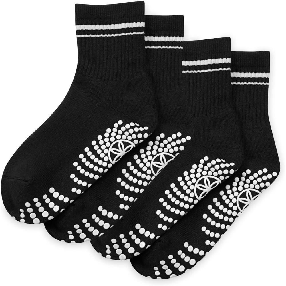 imageGaiam Grippy Crew Socks with Silicone Grip NonSlip Socks for Pilates Yoga Barre amp Dance Cotton Blend 2Pack or 3Pack2 Pack Black