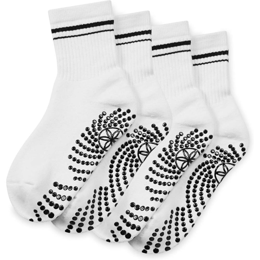 imageGaiam Grippy Crew Socks with Silicone Grip NonSlip Socks for Pilates Yoga Barre amp Dance  Cotton Blend  2Pack or 3PackWhite