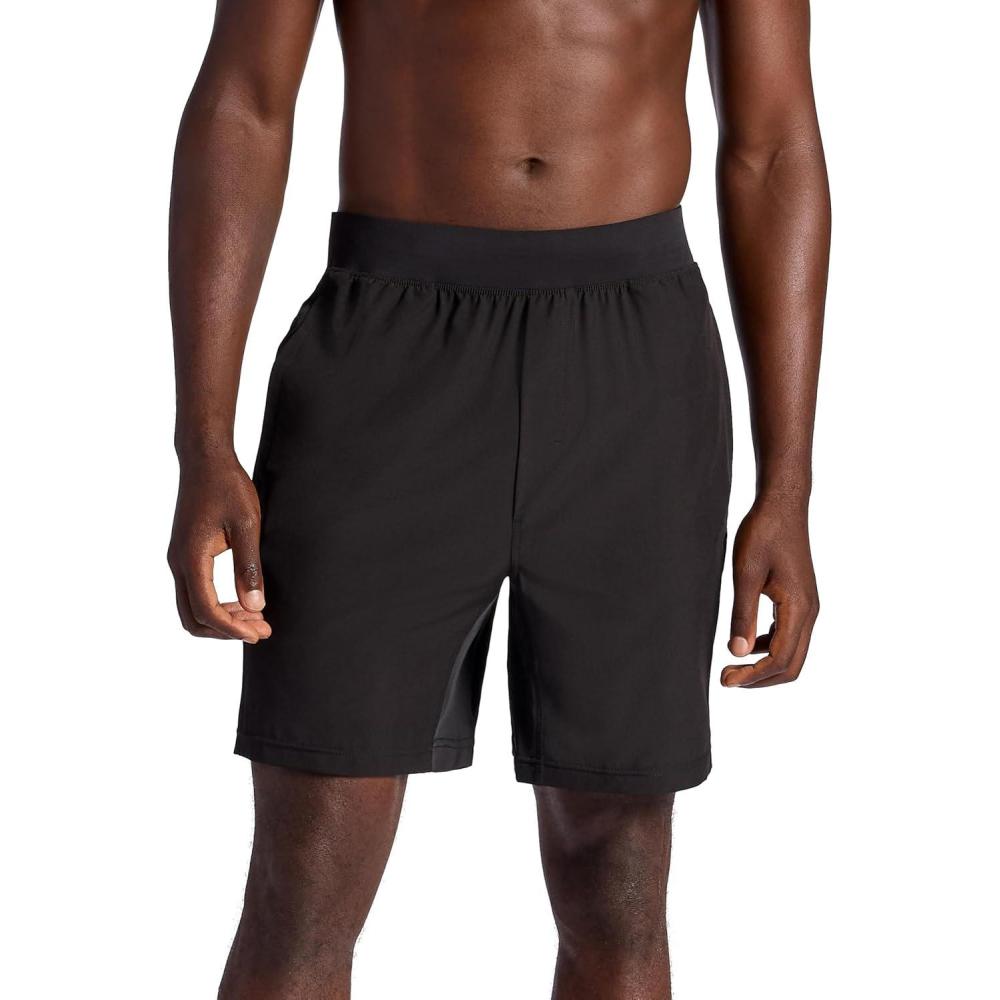 imageGaiam Mens Hatha 7 Short Standard Fit Stretch Lightweight Material MoistureWickingBlack