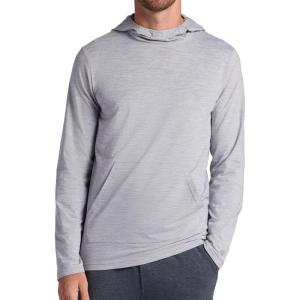 Gaiam Men’s Bliss Balance Long Sleeve Pullover Hoodie, Relaxed Fit, Stretch Midweight Material(Sleet Heather)