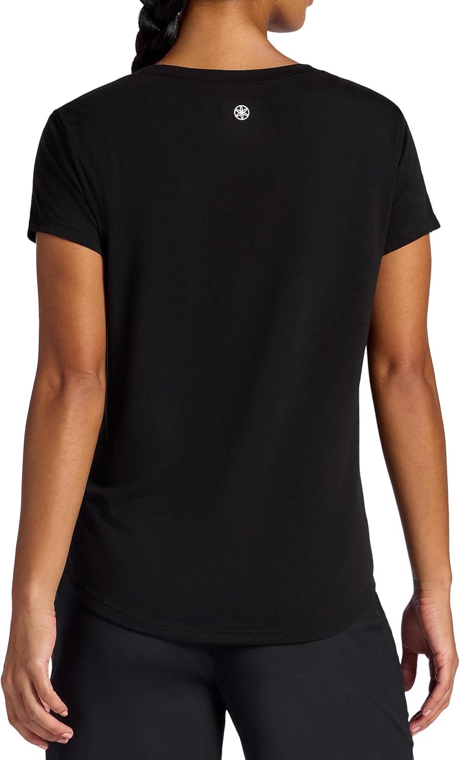 imageGaiam Womens Mindful Flower Graphic Crewneck TShirt Relaxed Fit Stretch Lightweight Material Curved HemBlack Tap Shoe Diamond