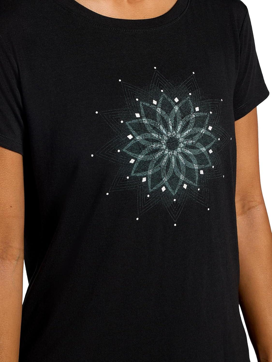 imageGaiam Womens Mindful Flower Graphic Crewneck TShirt Relaxed Fit Stretch Lightweight Material Curved HemBlack Tap Shoe Moon