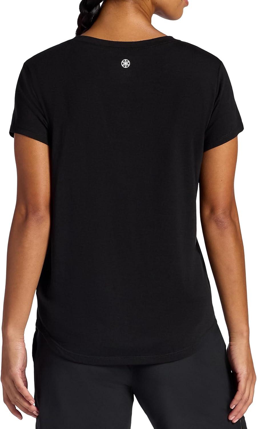 imageGaiam Womens Mindful Flower Graphic Crewneck TShirt Relaxed Fit Stretch Lightweight Material Curved HemBlack Tap Shoe Moon