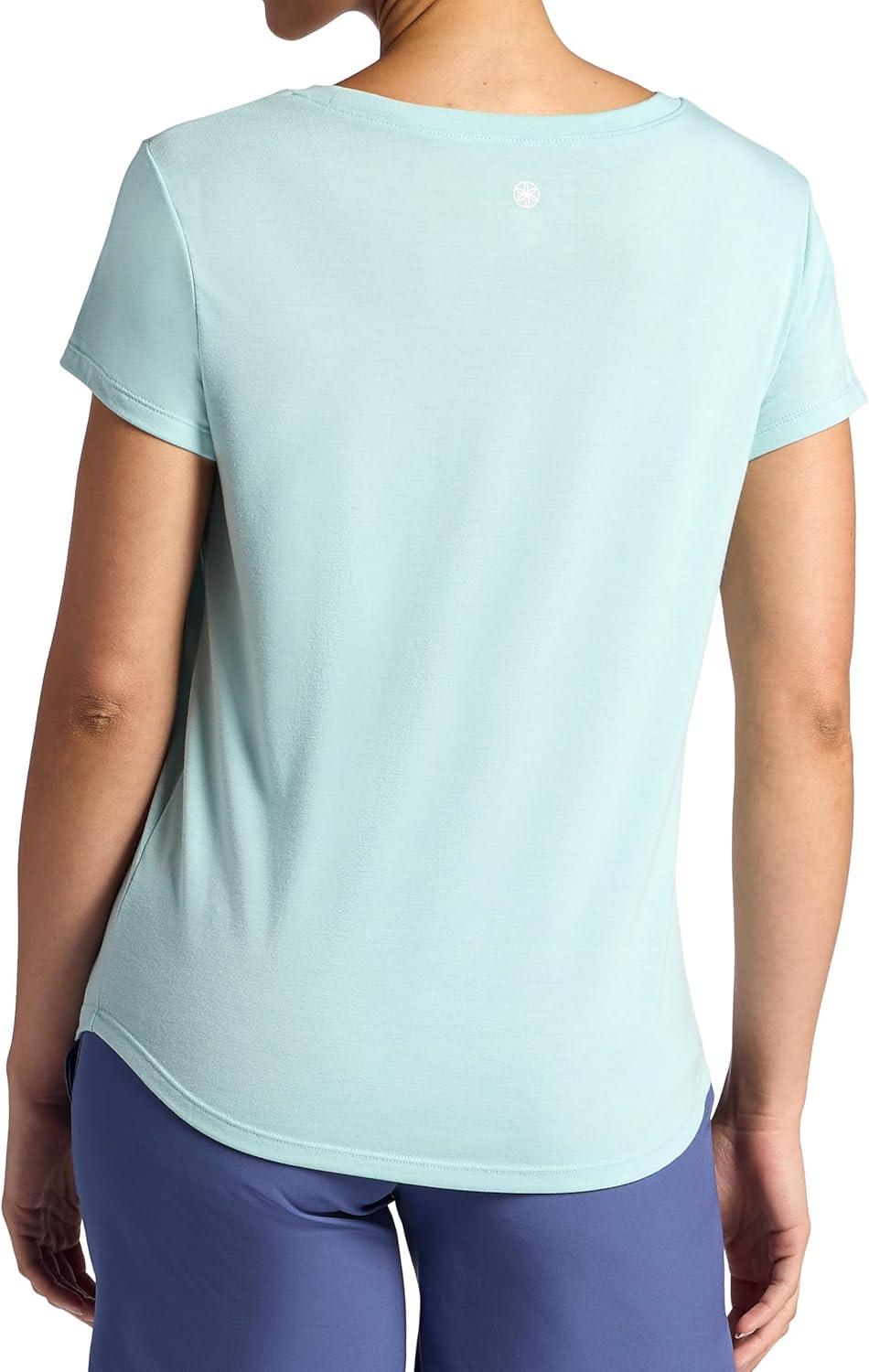 imageGaiam Womens Mindful Flower Graphic Crewneck TShirt Relaxed Fit Stretch Lightweight Material Curved HemBlue Haze Diamond