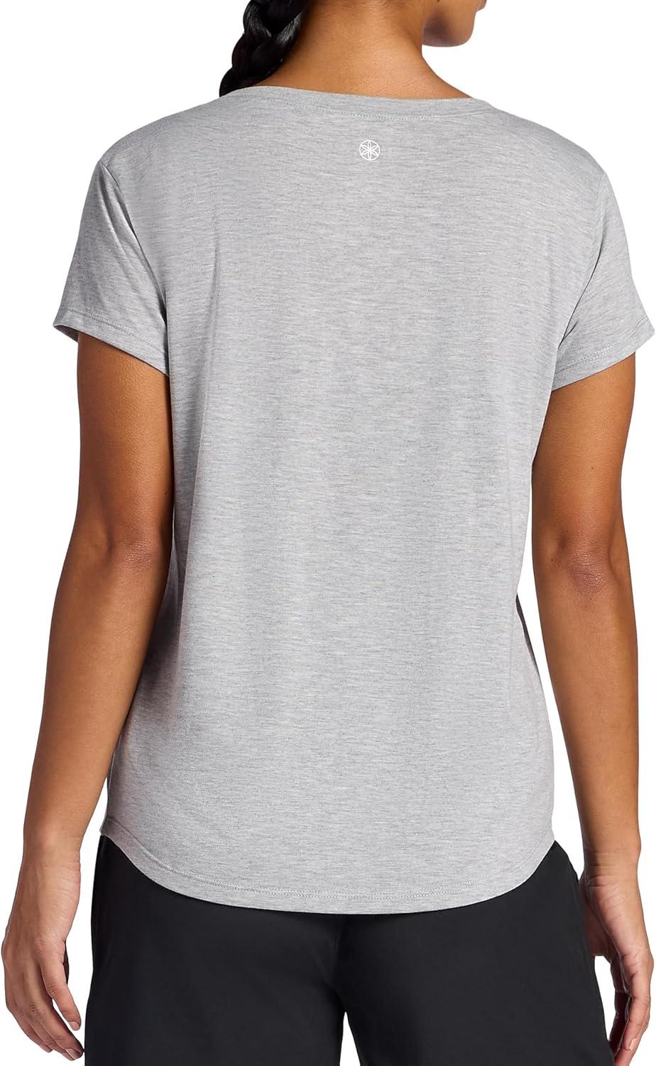 imageGaiam Womens Mindful Flower Graphic Crewneck TShirt Relaxed Fit Stretch Lightweight Material Curved HemLight Grey Heather Moon