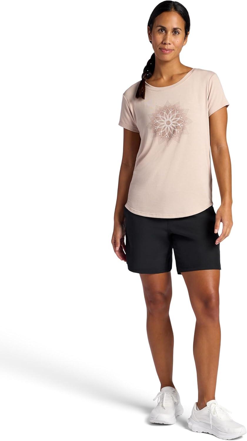 imageGaiam Womens Mindful Flower Graphic Crewneck TShirt Relaxed Fit Stretch Lightweight Material Curved HemMushroom Moon