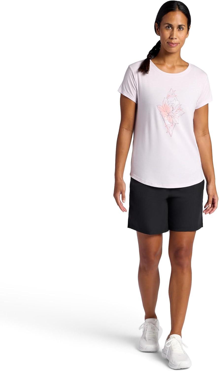 imageGaiam Womens Mindful Flower Graphic Crewneck TShirt Relaxed Fit Stretch Lightweight Material Curved HemOrchid Hush Diamond