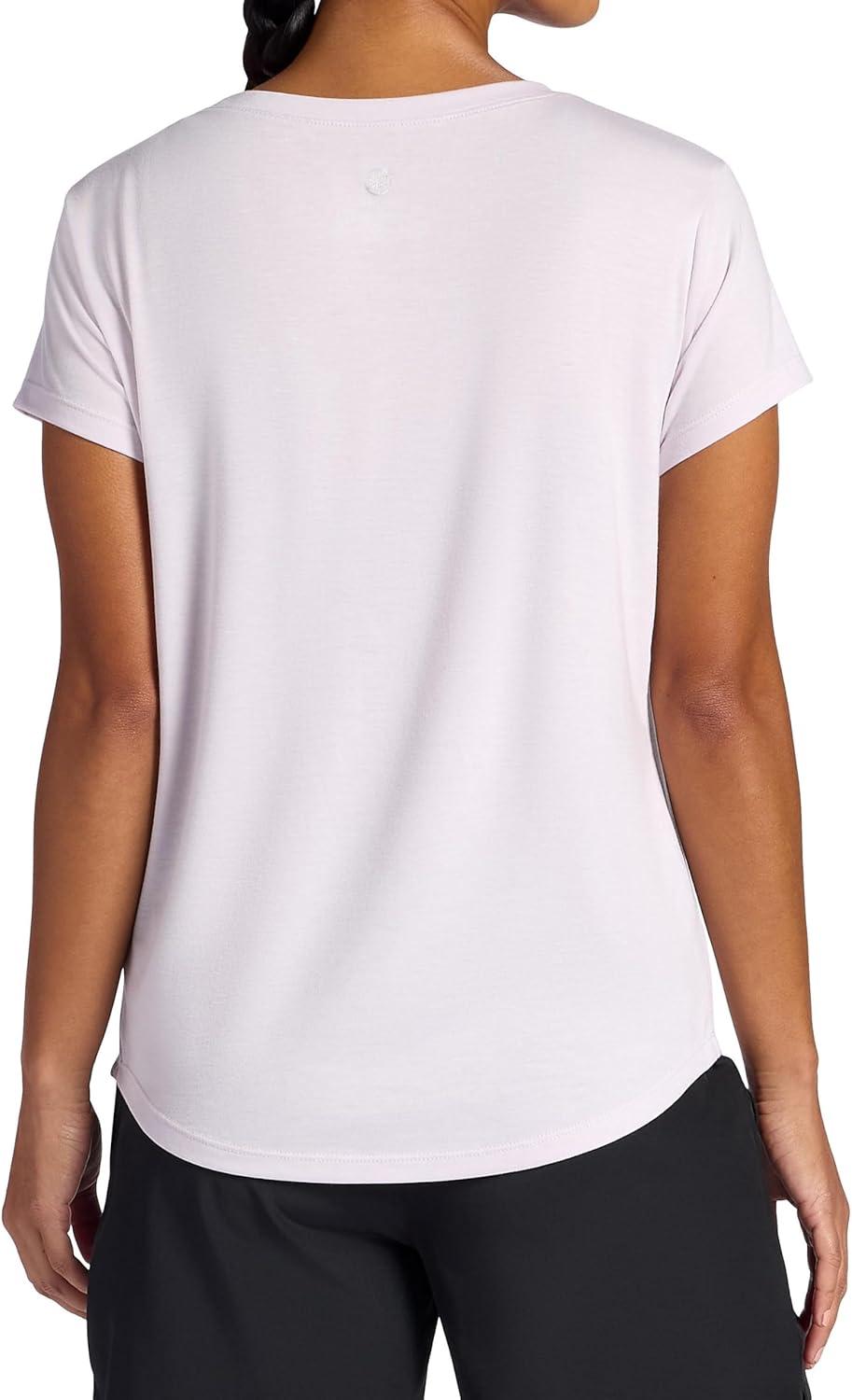 imageGaiam Womens Mindful Flower Graphic Crewneck TShirt Relaxed Fit Stretch Lightweight Material Curved HemOrchid Hush Diamond