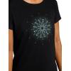 Gaiam Women’s Mindful Flower Graphic Crewneck T-Shirt, Relaxed Fit, Stretch Lightweight Material, Curved Hem(Black (Tap Shoe) – Moon)