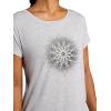 Gaiam Women’s Mindful Flower Graphic Crewneck T-Shirt, Relaxed Fit, Stretch Lightweight Material, Curved Hem(Light Grey Heather – Moon)