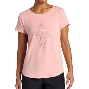 Gaiam Women’s Mindful Flower Graphic Crewneck T-Shirt, Relaxed Fit, Stretch Lightweight Material, Curved Hem(Candlelight Peach – Diamond)
