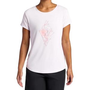 Gaiam Women’s Mindful Flower Graphic Crewneck T-Shirt, Relaxed Fit, Stretch Lightweight Material, Curved Hem(Orchid Hush – Diamond)