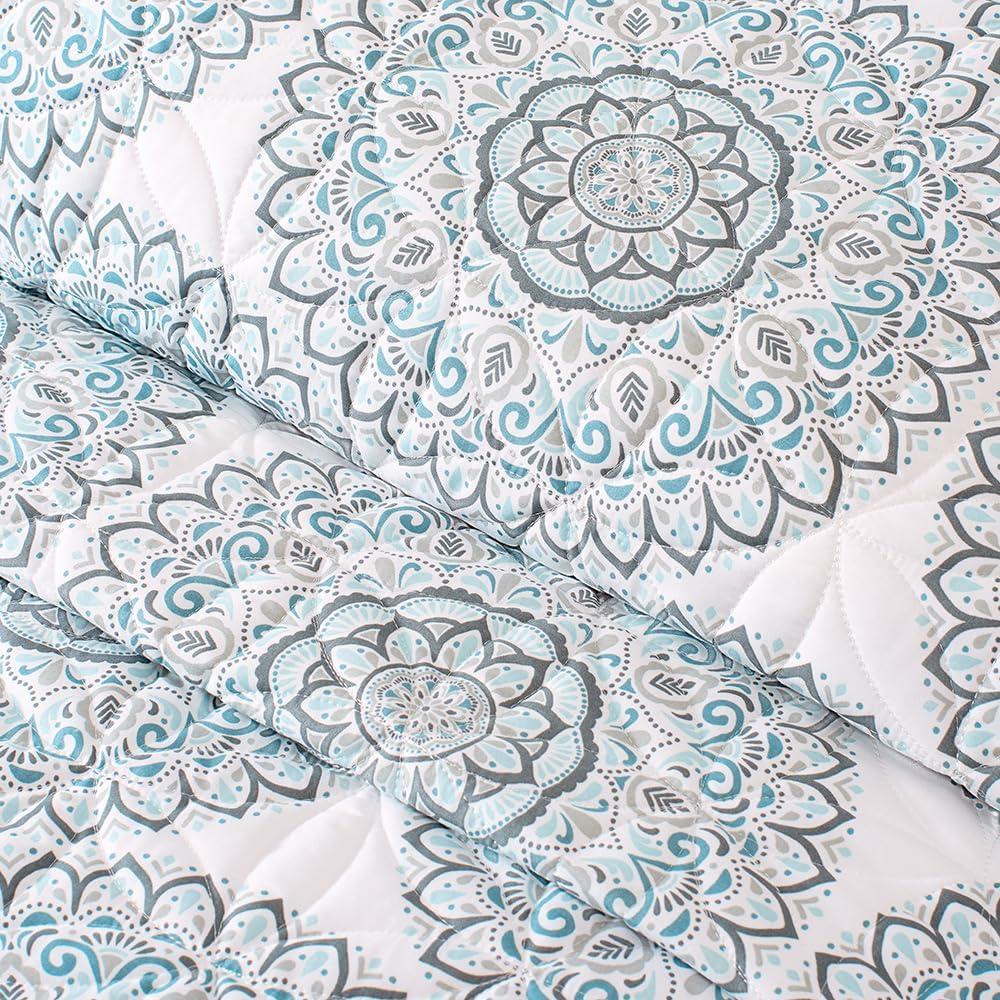 imageGaiam Microfiber Quilt Plain Weave Soft Brushed Finish Lightweight amp Easy Care Printed FullQueen Mandala BluesMandala Blues