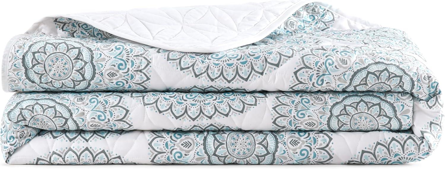 imageGaiam Microfiber Quilt Plain Weave Soft Brushed Finish Lightweight amp Easy Care Printed FullQueen Mandala BluesMandala Blues