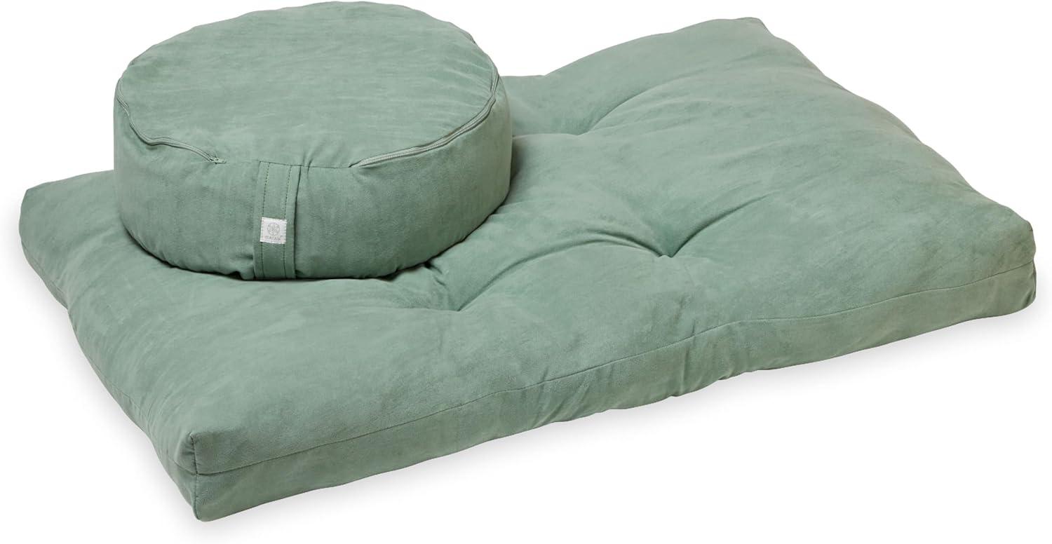 imageGaiam Zabuton Meditation Cushion Yoga Pillow Designed for Comfort During Meditation Soft and Thick Floor Pillow for Pressure Relief Machine Washable Cover 35 L x 24 W x 4 HSage