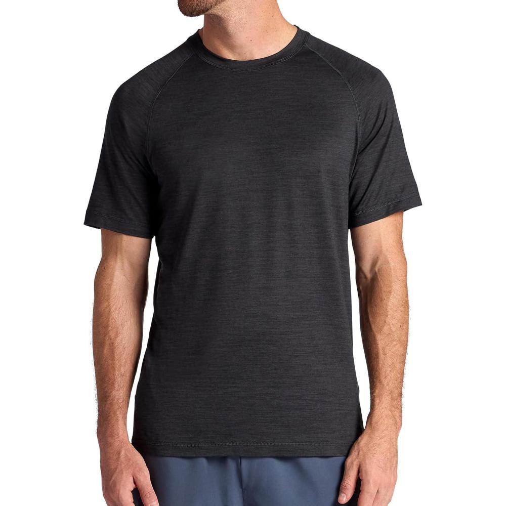 imageGaiam Mens Everyday Basic Raglan Top Standard Fit Stretch Midweight Jersey MaterialBlack Heather