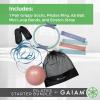 Gaiam Home Pilates Kit, All-in-One Workout Set with Mini Bands, 12-Inch Flexible Toning Ring, 8-Inch Ab Core Ball, Stretch Strap, Grippy Socks & Mesh Carry Bag, Pilates Kit for Home Workouts