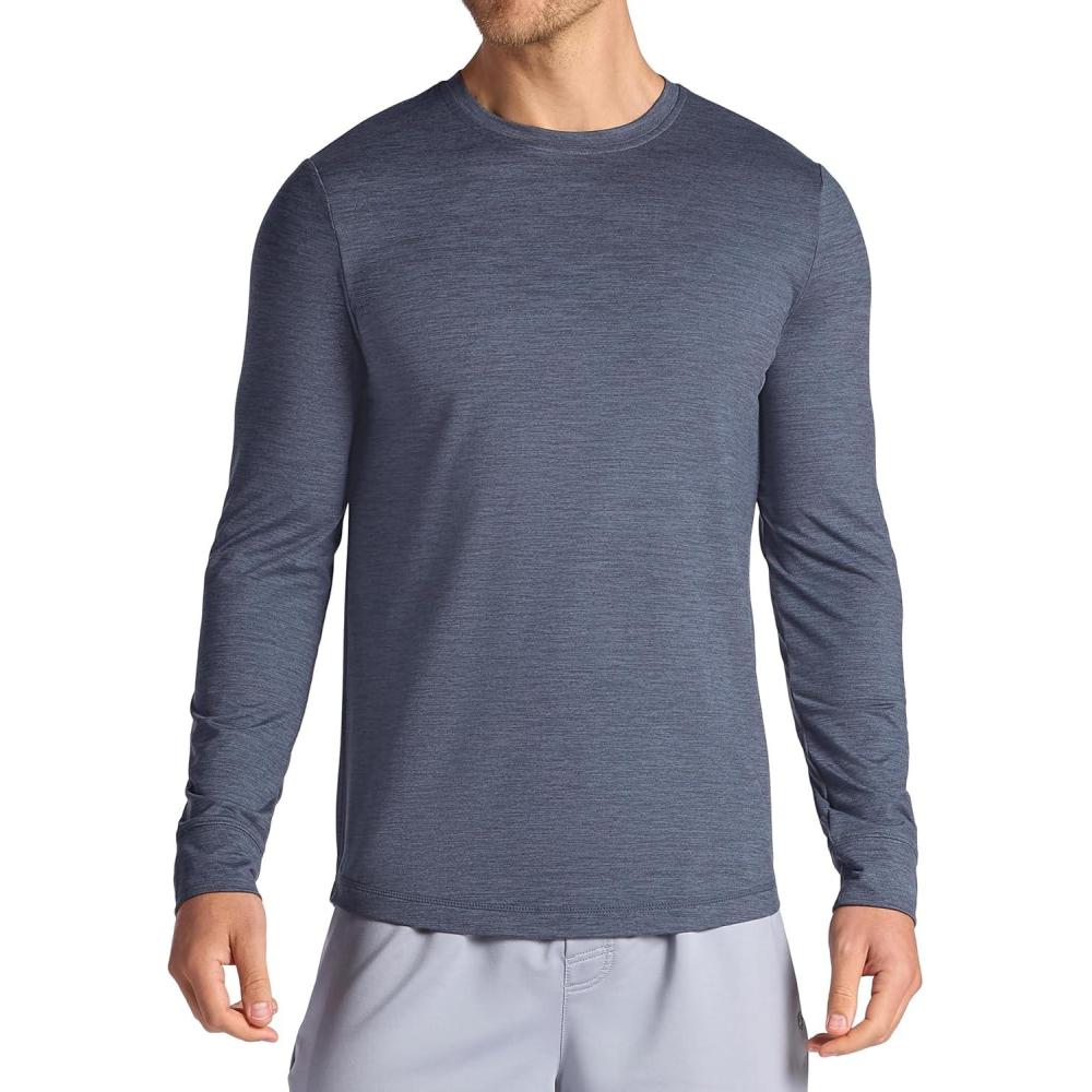imageGaiam Mens Breathe Ease Long Sleeve Crewneck Top Standard Fit Stretch Heavyweight MaterialCool Grey Heather