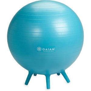 Gaiam Balance Ball Chair – No-Roll Ergonomic Office Chair & Yoga Ball Chair for Home Office Desk with Exercise Guide, Easy Installation Ball Pump, and Built-in Stability Legs, 25.5 in. (65 cm) – Blue(65cm)