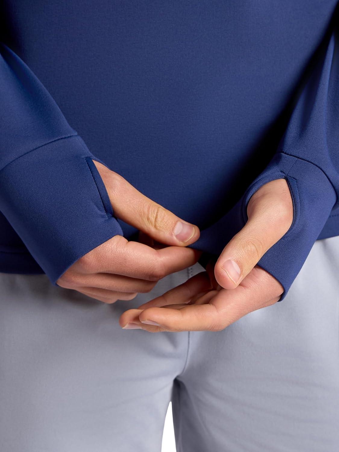 imageGaiam Mens Recovery Long Sleeve QuarterZip Standard Fit Midweight Breathable MaterialMedieval Blue