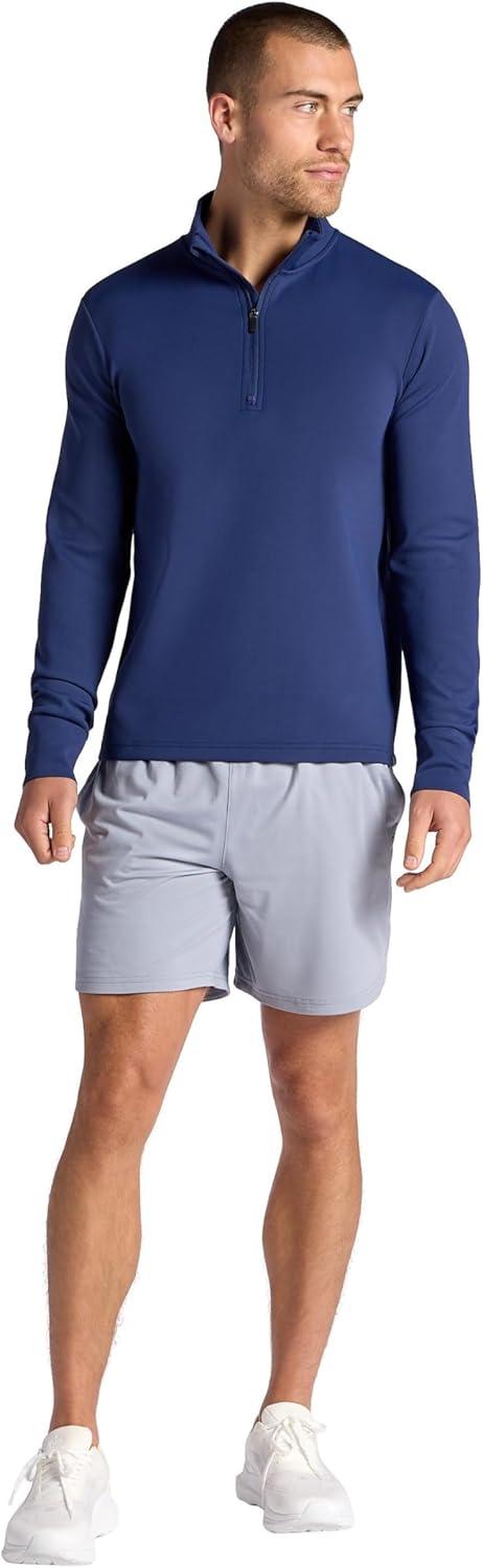 imageGaiam Mens Recovery Long Sleeve QuarterZip Standard Fit Midweight Breathable MaterialMedieval Blue
