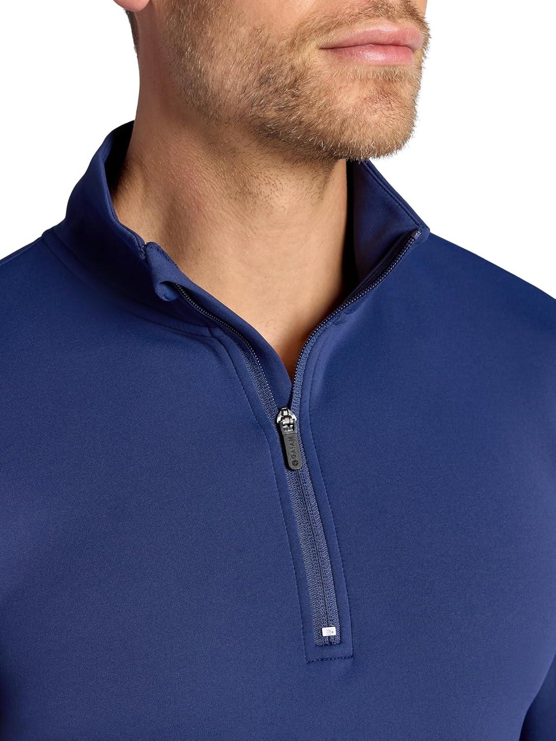 imageGaiam Mens Recovery Long Sleeve QuarterZip Standard Fit Midweight Breathable MaterialMedieval Blue