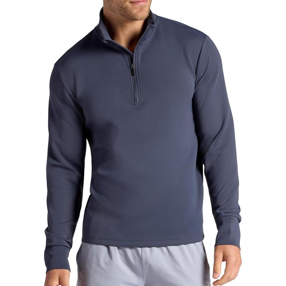 imageGaiam Mens Recovery Long Sleeve QuarterZip Standard Fit Midweight Breathable MaterialCool Grey