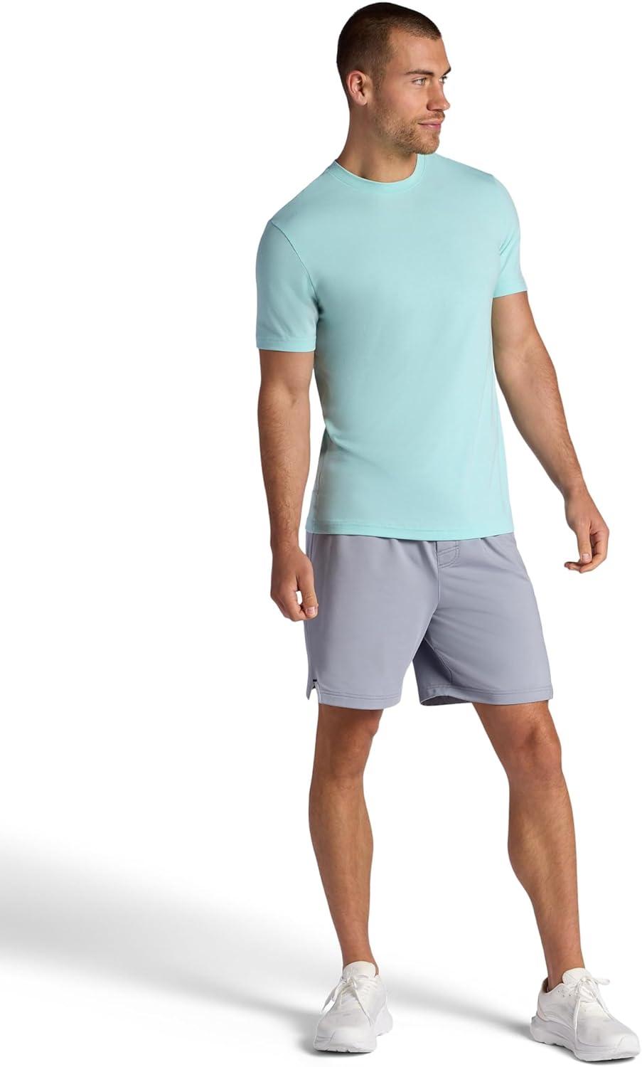 imageGaiam Mens Stretch Tech TShirt Standard Fit Stretch Midweight Performance MaterialPastel Turq