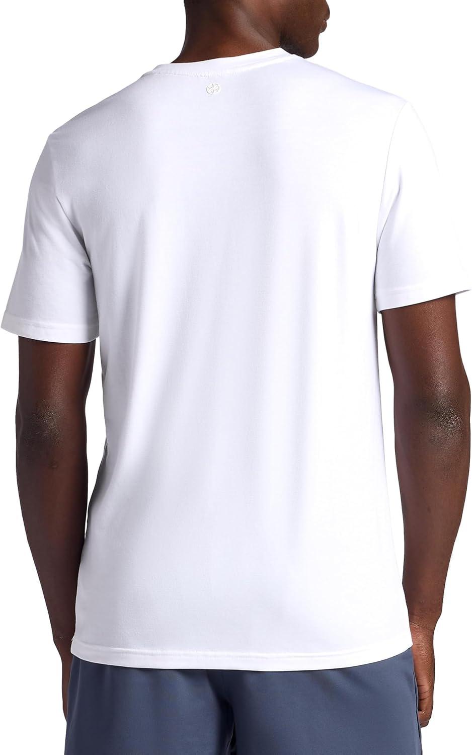 imageGaiam Mens Stretch Tech TShirt Standard Fit Stretch Midweight Performance MaterialStark White