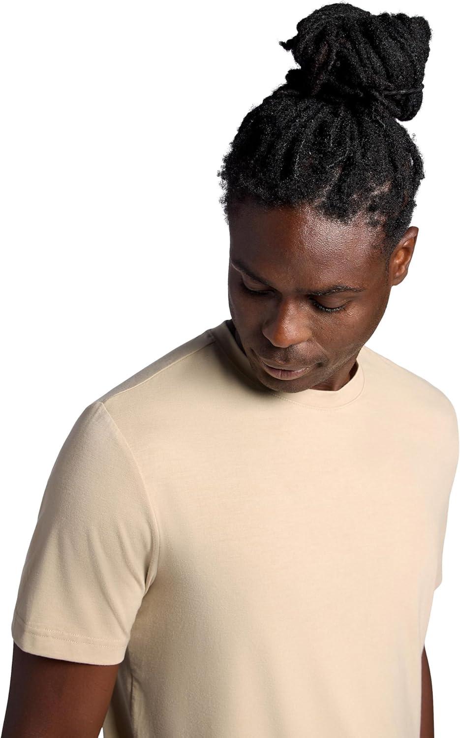 imageGaiam Mens Stretch Tech TShirt Standard Fit Stretch Midweight Performance MaterialWhite Pepper