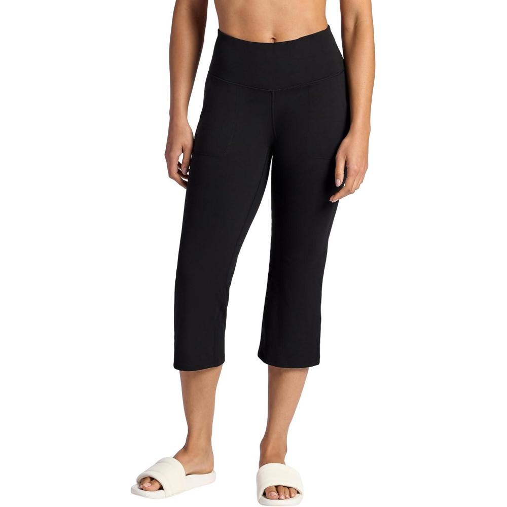 imageGaiam Womens Wide Leg Crop Legging Cropped Fit 225 InseamBlack Tap Shoe