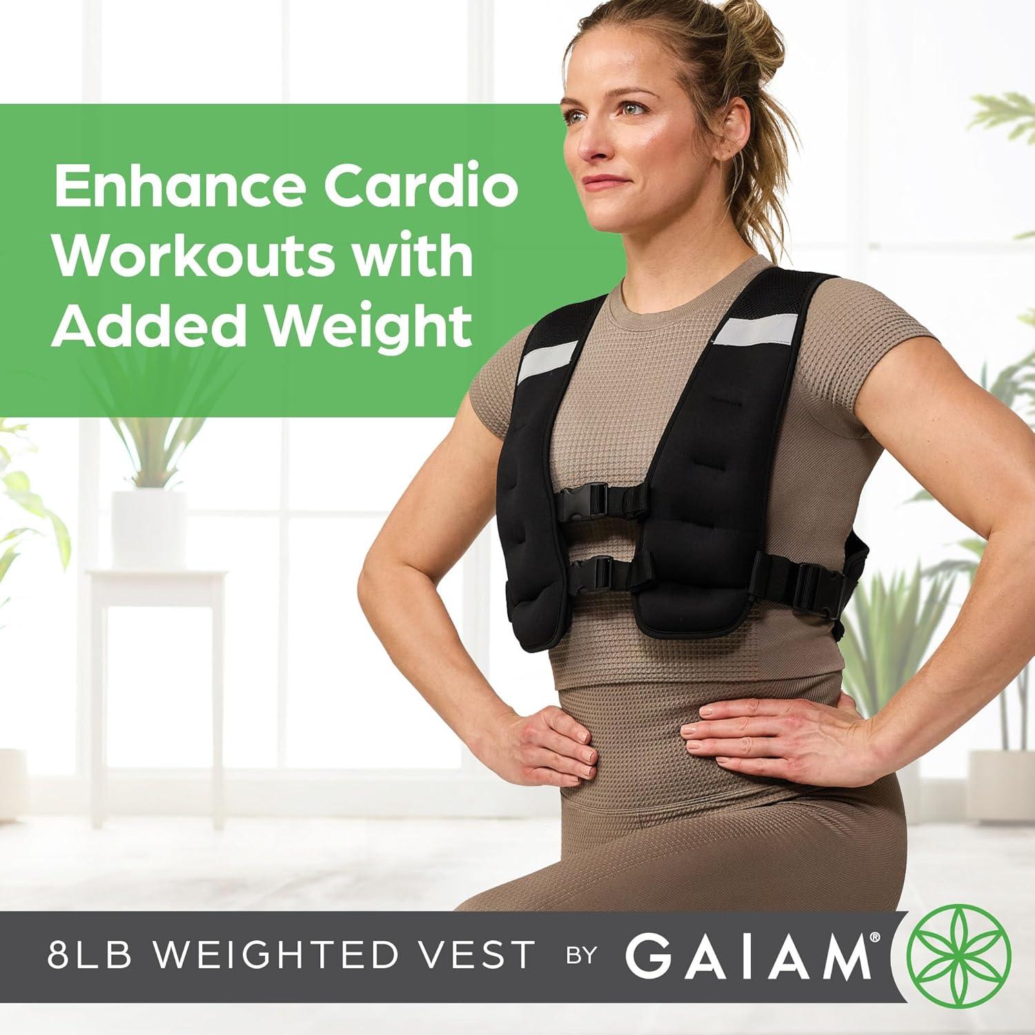 imageGaiam Weighted Vest for Women and Men Adjustable Weighted Workout Vest for Walking Running Strength TrainingBasic