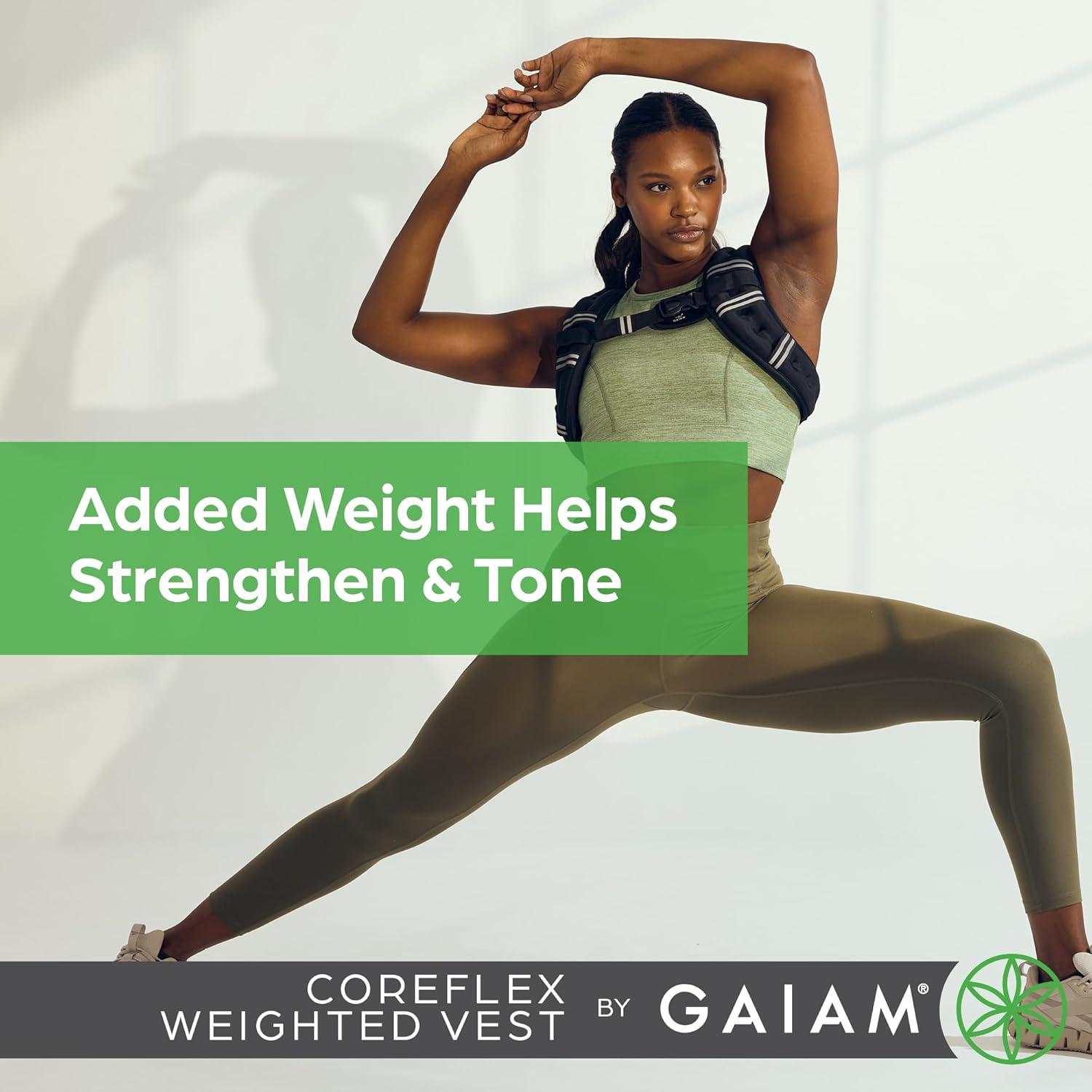 imageGaiam Weighted Vest for Women and Men Adjustable Weighted Workout Vest for Walking Running Strength TrainingCoreFlex