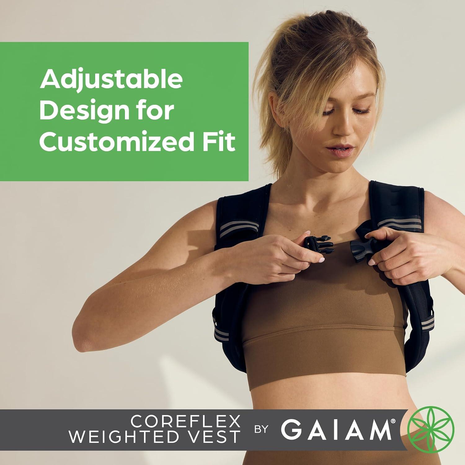 imageGaiam Weighted Vest for Women and Men Adjustable Weighted Workout Vest for Walking Running Strength TrainingCoreFlex