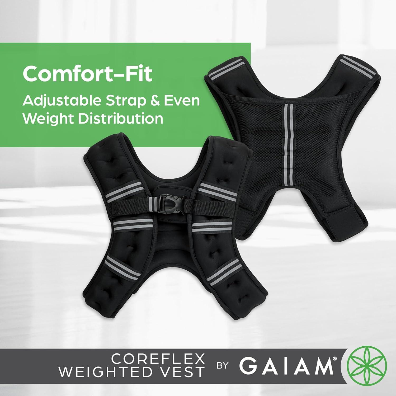 imageGaiam Weighted Vest for Women and Men Adjustable Weighted Workout Vest for Walking Running Strength TrainingCoreFlex
