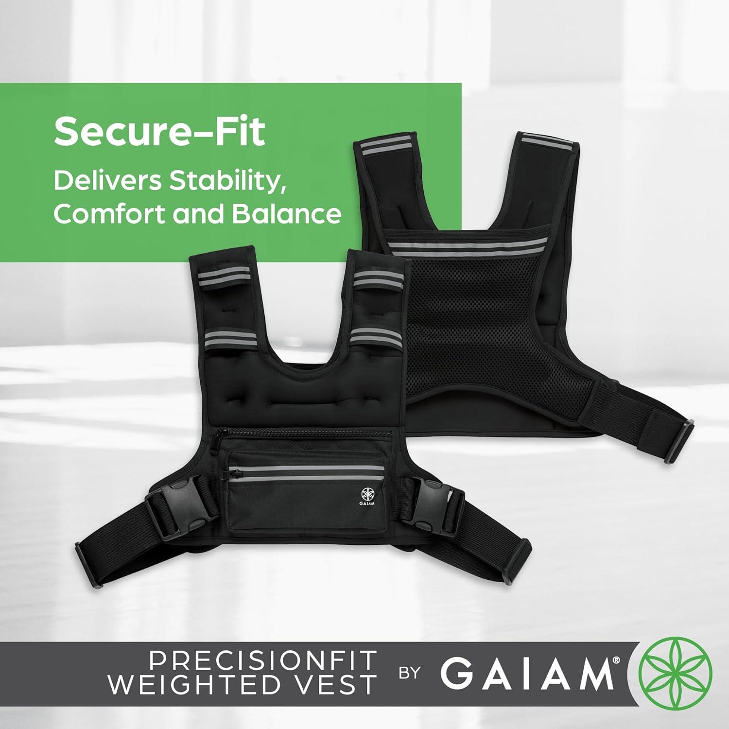 imageGaiam Weighted Vest for Women and Men Adjustable Weighted Workout Vest for Walking Running Strength TrainingPrecisionFit