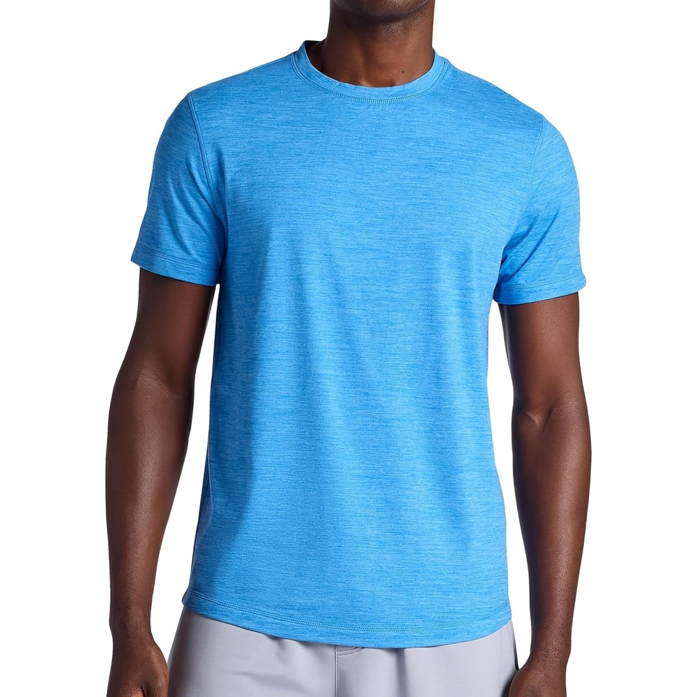 imageGaiam Mens Breathe Ease Short Sleeve Crewneck Top Standard Fit Stretch Heavyweight Performance MaterialCampanula Heather
