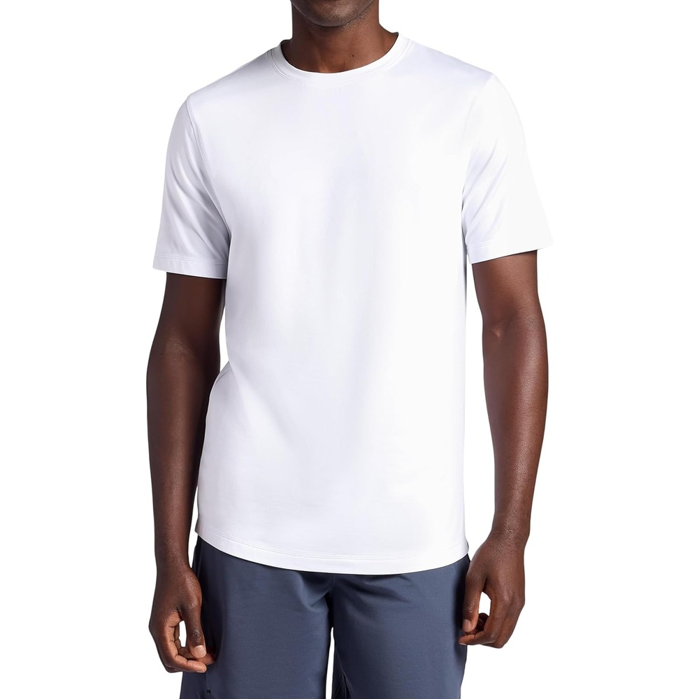 imageGaiam Mens Breathe Ease Short Sleeve Crewneck Top Standard Fit Stretch Heavyweight Performance MaterialStark White