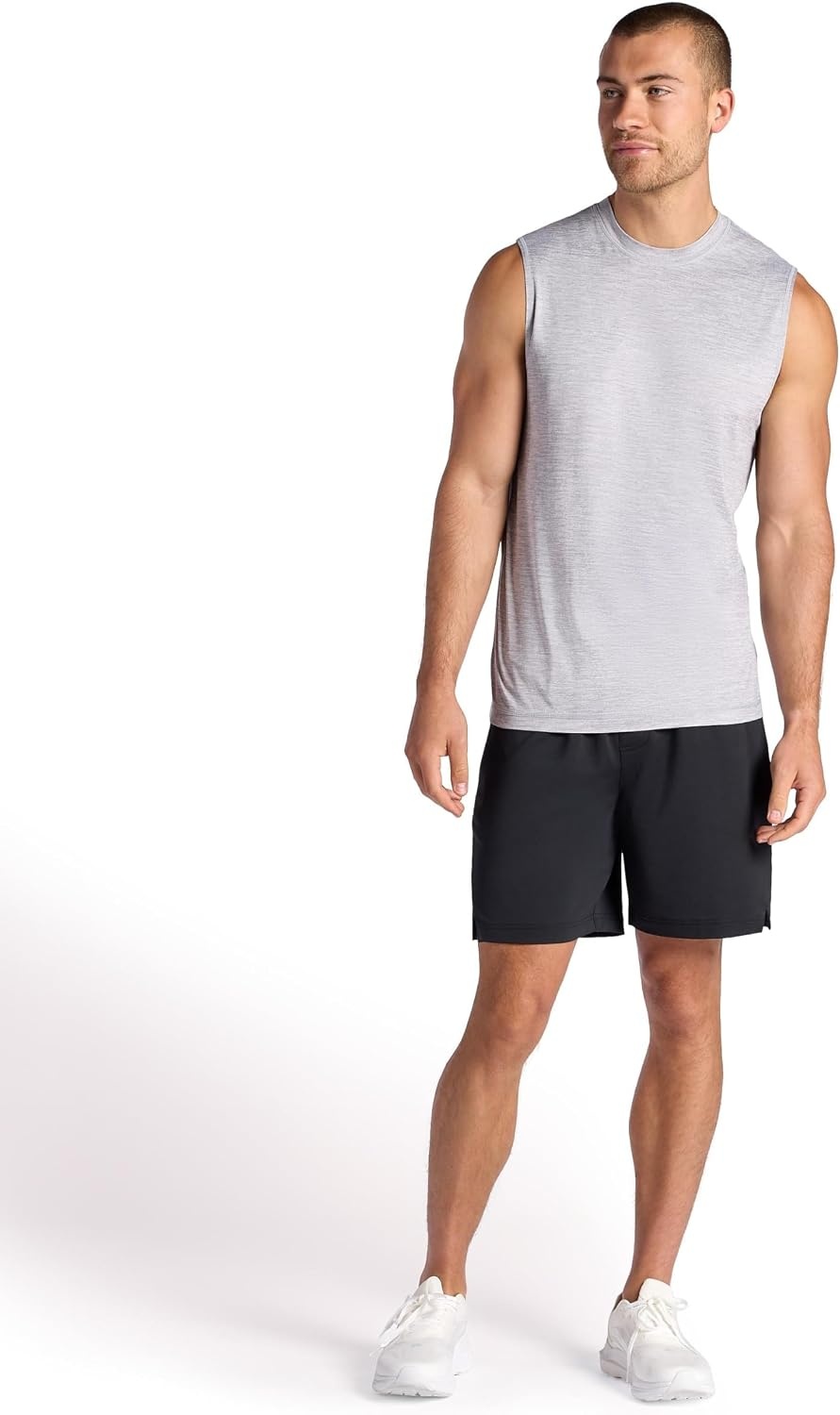 image:imageGaiam Mens Everyday Basic Muscle Tank Top Standard Fit Stretch Midweight MaterialSleet Heather
